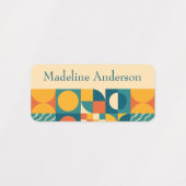 Kleurrijke Retro Geometrische Kinderen namen Label (Design 1)