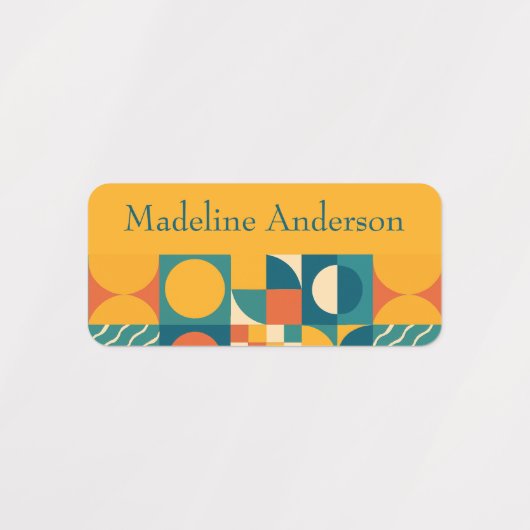 Kleurrijke Retro Geometrische Kinderen namen Label (Design 2)