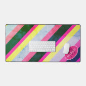 Kleurrijke retro geometrische lijnen Monogram Bureaumat (Keyboard & Muis)