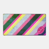 Kleurrijke retro geometrische lijnen Monogram Bureaumat (Voorkant)