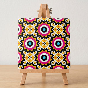 Kleurrijke Retro Geometrische Roze Geel Blauwe Abs Tegeltje