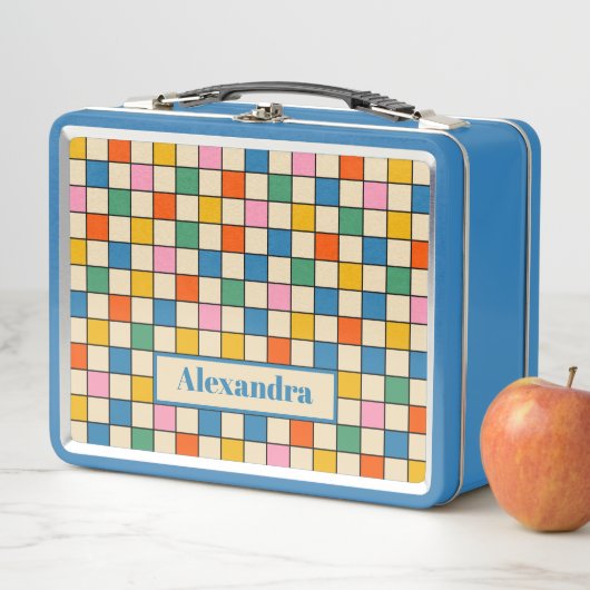 Kleurrijke retro geruit gepersonaliseerd (In situ)