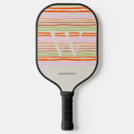 Kleurrijke Retro Gestreepte Aangepaste Naam Pickleball Paddle