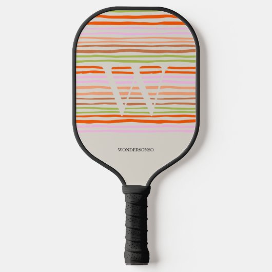 Kleurrijke Retro Gestreepte Aangepaste Naam Pickleball Paddle (Voorkant)