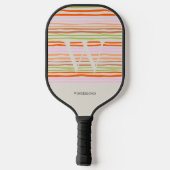 Kleurrijke Retro Gestreepte Aangepaste Naam Pickleball Paddle (Achterkant)