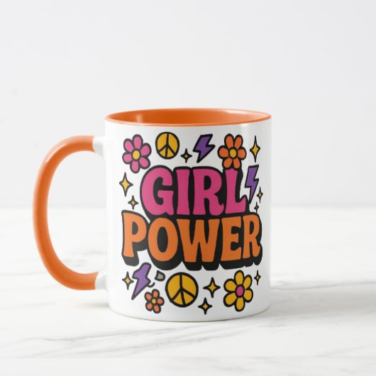 Kleurrijke Retro Girl Power Mok (Links)