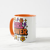 Kleurrijke Retro Girl Power Mok (Voorkant links)