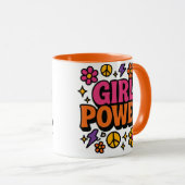 Kleurrijke Retro Girl Power Mok (Voorkant rechts)