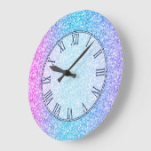 Kleurrijke retro Glitter en Sparkles Grote Klok (Hoek)