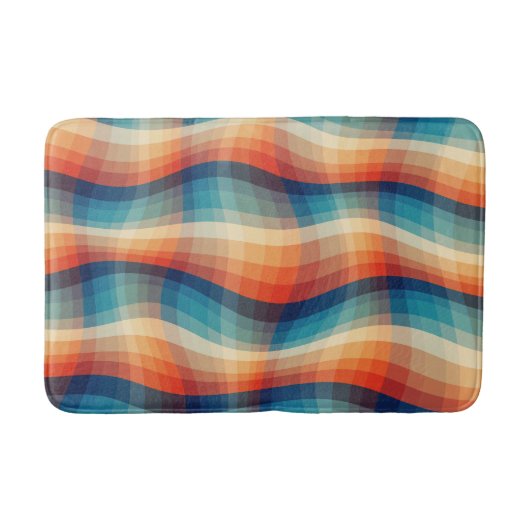 Kleurrijke Retro Golven Vintage Badmat (Voorkant)
