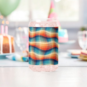 Kleurrijke Retro Golven Vintage Blikvorm Glas