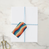 Kleurrijke Retro Golven Vintage Cadeaulabel (Met Touw)