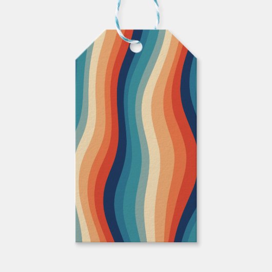 Kleurrijke Retro Golven Vintage Cadeaulabel (Voorkant)