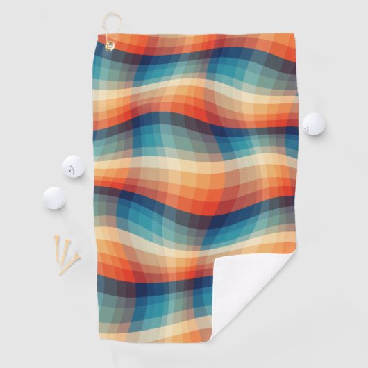Kleurrijke Retro Golven Vintage Golfhanddoek (Insitu)