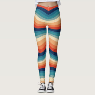 Kleurrijke Retro Golven Vintage Leggings