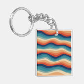 Kleurrijke Retro Golven Vintage Sleutelhanger (Voorkant Links)