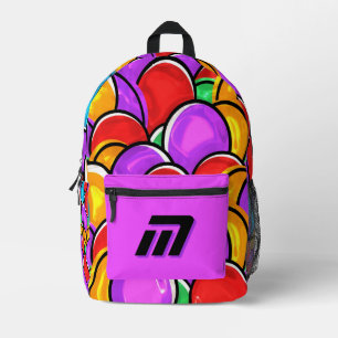 Kleurrijke Retro Golvende Pop Art Op Maat Gemaakte Bedrukte Rugzak