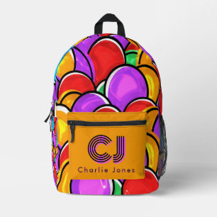 Kleurrijke Retro Golvende Pop Art Op Maat Gemaakte Bedrukte Rugzak