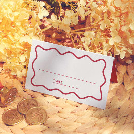 Kleurrijke Retro Golvende Trouw Gast Tafel Nummer Plaatskaartje