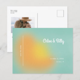 Kleurrijke Retro Gradient Mint Ombre De datum opsl Aankondigingskaart