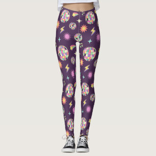Kleurrijke retro groovy disco patroon leggings