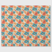 Kleurrijke Retro Groovy Floral Hippie Patroon Cadeaupapier (Vlak)