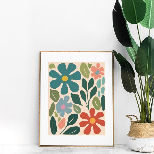 Kleurrijke Retro Groovy Flower Market Wall Art Poster
