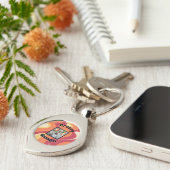 Kleurrijke retro "Groovy Grandpa" Foto Sleutelhanger (Zijkant)