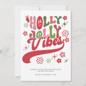 Kleurrijke Retro Groovy Holly Jolly Vibes Typograf Feestdagenkaart (Voorkant)