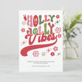 Kleurrijke Retro Groovy Holly Jolly Vibes Typograf Feestdagenkaart (Staand voorkant)