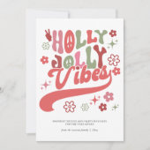 Kleurrijke Retro Groovy Holly Jolly Vibes Typograf Feestdagenkaart (Voorkant)