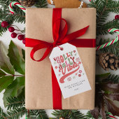 Kleurrijke Retro Groovy Holly Jolly Vibes Vakantie Cadeaulabel