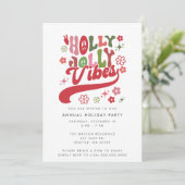 Kleurrijke Retro Groovy Holly Jolly Vibes Vakantie Kaart (Staand voorkant)