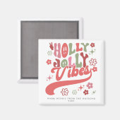 Kleurrijke Retro Groovy Holly Jolly Vibes Vakantie Magneet (Voorkant / Achterkant)