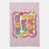 Kleurrijke Retro Groovy Mom Quote Typografie Hippi Theedoek (Verticaal)