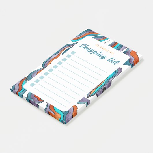 Kleurrijke Retro Groovy Oranje Blauwe boodschappen Post-it® Notes (Schuin)