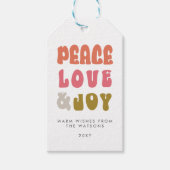 Kleurrijke Retro Groovy Peace Love Joy Holiday Cadeaulabel (Voorkant)