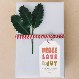 Kleurrijke Retro Groovy Peace Love Joy Holiday Cadeaulabel