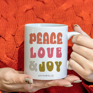 Kleurrijke Retro Groovy Peace Love Joy Holiday Koffiemok