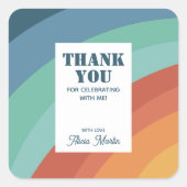 Kleurrijke Retro Groovy Rainbow dank u Vierkante Sticker (Voorkant)