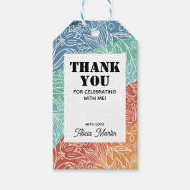 Kleurrijke Retro Groovy Rainbow Floral Dank u Cadeaulabel