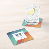 Kleurrijke Retro Groovy Rainbow Happy Birthday Kartonnen Onderzetters (Insitu)