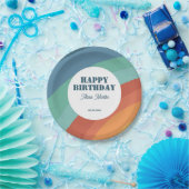 Kleurrijke Retro Groovy Rainbow Happy Birthday Papieren Bordje (Feest)