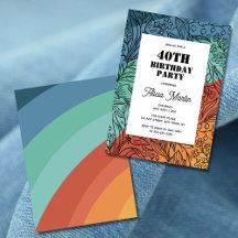 Kleurrijke Retro Groovy Regenboog Bloemen 40e Verj