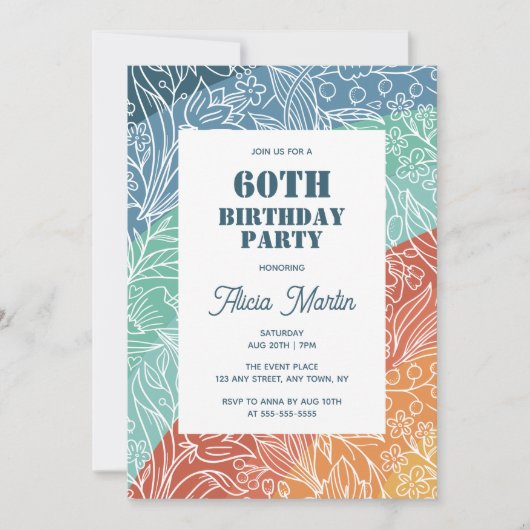 Kleurrijke Retro Groovy Regenboog Bloemen 60ste Ve Kaart (Voorkant)