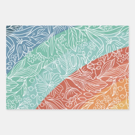 Kleurrijke Retro Groovy Regenboog Bloemen Inpakpapier Vel (Voorkant 3)
