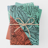 Kleurrijke Retro Groovy Regenboog Bloemen Inpakpapier Vel (In situ)