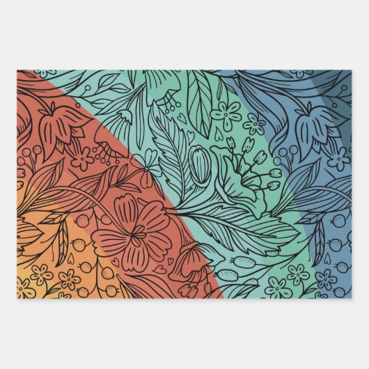 Kleurrijke Retro Groovy Regenboog Bloemen Inpakpapier Vel (Voorkant)