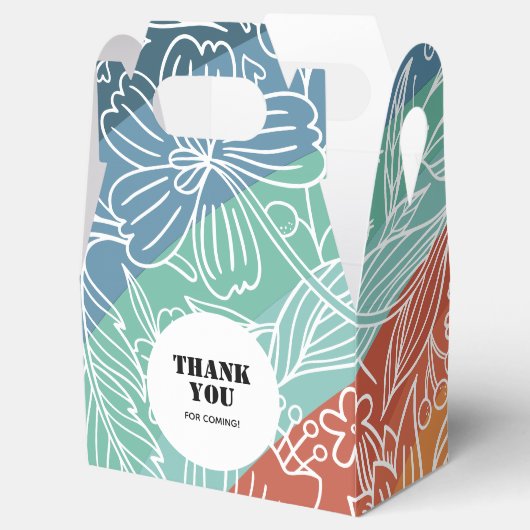 Kleurrijke Retro Groovy Regenboog Bloemen Verjaard Bedankdoosjes (Geopend)