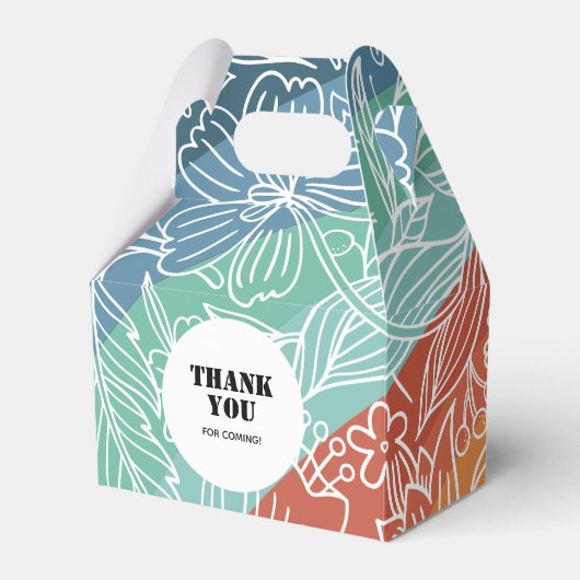 Kleurrijke Retro Groovy Regenboog Bloemen Verjaard Bedankdoosjes (Voorkant Zijde)